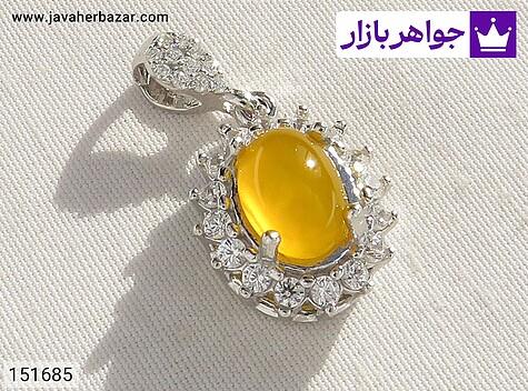 مدال نقره عقیق زرد زنانه [شرف الشمس] - 151685